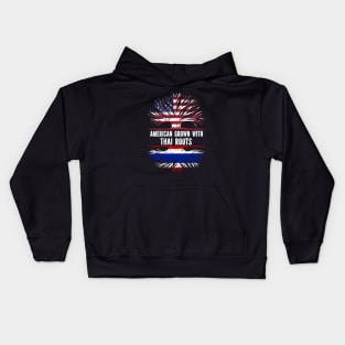 American Grown with Thai Roots USA Flag Kids Hoodie